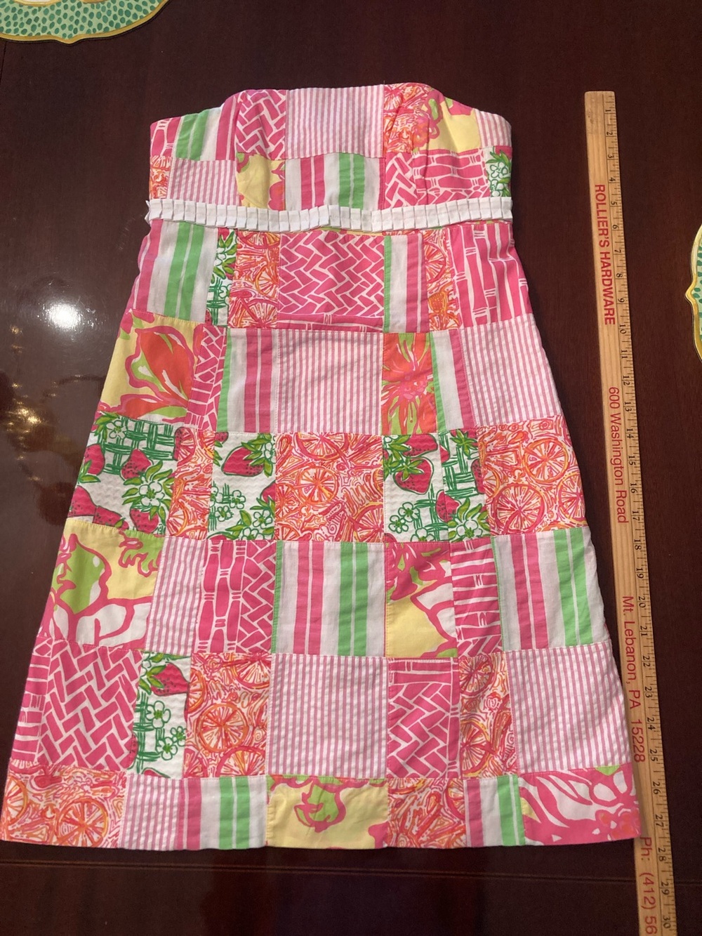 Lilly Pulitzer Pink Patchwork Strapless Sundress